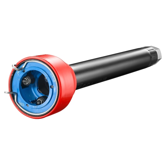 Facom U_7-3T pipe threading tool with black handle, red and blue cutting head, angled on white background.
