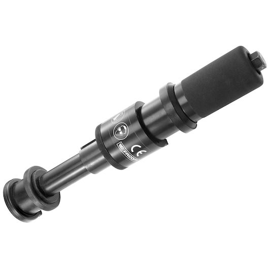 Facom U_89M2 black manual impact tool, cylindrical shape, side angle on white background.