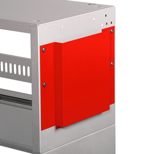 Facom U50020064 metal side red panel for tool storage unit, close-up on white background.