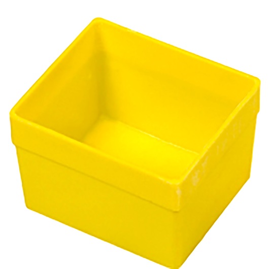 Facom U50030010Q yellow rectangular plastic storage bin, angled view, white background.