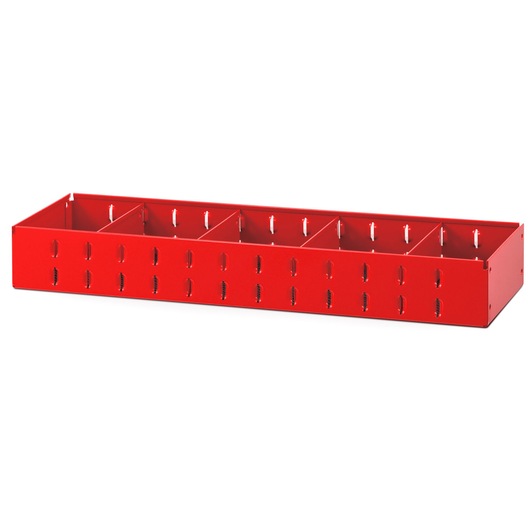 Facom U50030024 red metal tool organizer with multiple compartments, front angle, on white background.