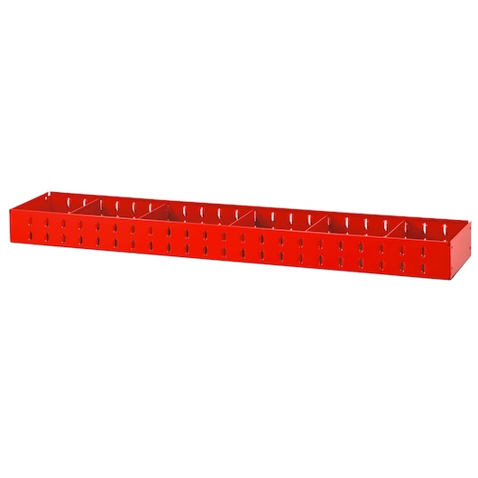 Facom U50030029 red metal storage organizer with multiple compartments, front angle on white background.