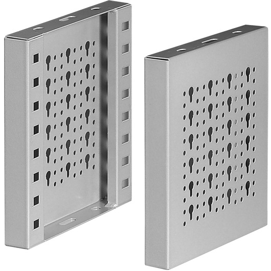Facom U50030048 silver metal perforated wall panel two-piece set, front and angled view, photography on white background.