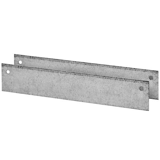 Facom U50030082Q steel mounting plates, two rectangular pieces with pre-drilled holes, side angle on white background.