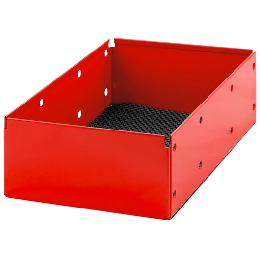 Facom U50030086 red metal storage drawer with black textured liner, front angle on white background.
