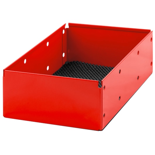 Facom U50030087 red metal tool drawer with black non-slip mat, angled right, on white background.