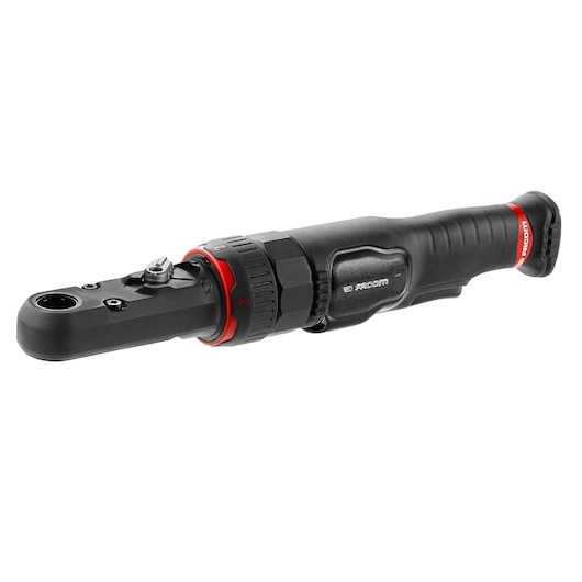 Facom VR_SJ3500PB black and red pneumatic ratchet tool, side angle, white background