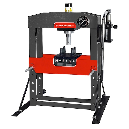 Facom hydraulic press W_415WBA, red and black, front angle on white background.