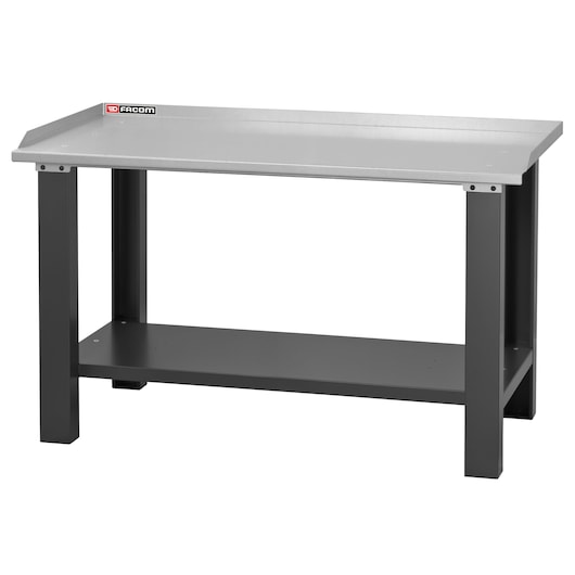 Facom WB_1500GSA steel workbench with grey top and black frame, front angle photo.