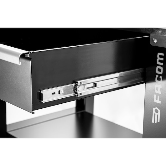 Facom WB2.1500DRAW tool cart drawer with metal sliding rail, close-up, white background.