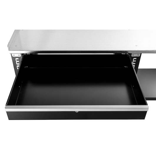 Facom WB2.2000GS workshop bench with open black metal drawer, top view, white background.