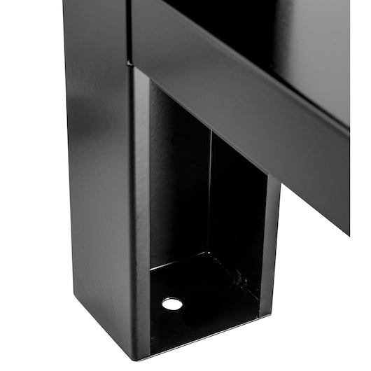 Facom WB2.2000GS black metal table leg with mounting hole, close-up on white background.